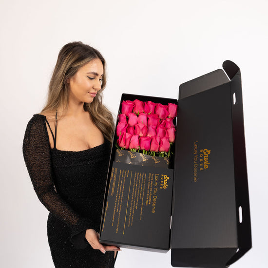 Luxury Fresh Dark Pink Roses UK | Signature Rose Box