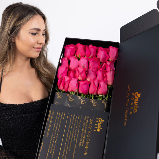 Luxury Fresh Dark Pink Roses UK | Signature Rose Box