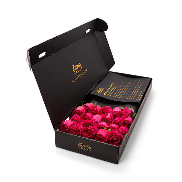 Luxury Fresh Dark Pink Roses UK | Signature Rose Box
